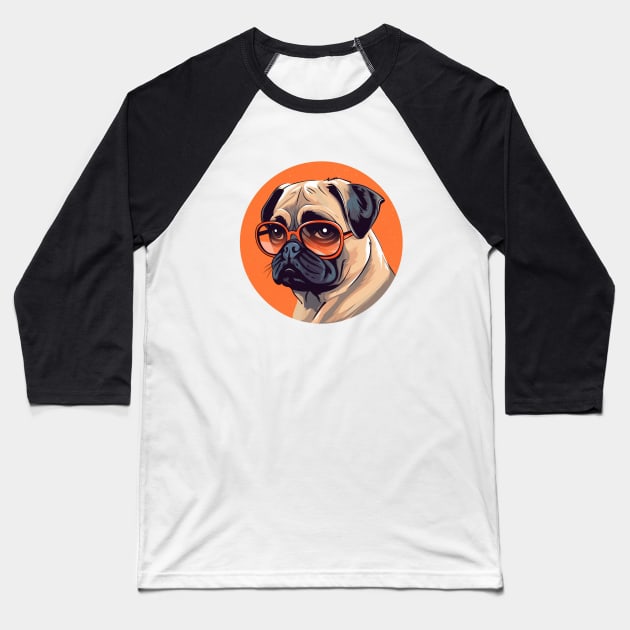 Cute Pug With Sunglasses Baseball T-Shirt by Artifyio